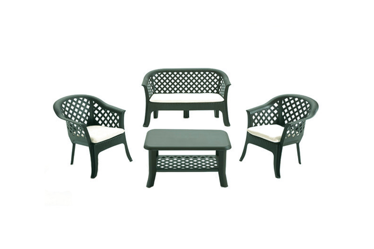 Baštenski set sto + 2 stolice + dvosed Veranda zeleni 