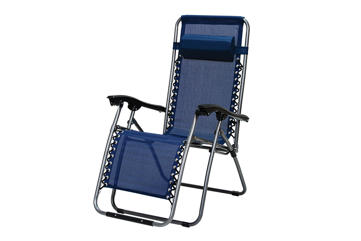 Baštenska stolica podesiva sa jastukom metalna – plava Messina 