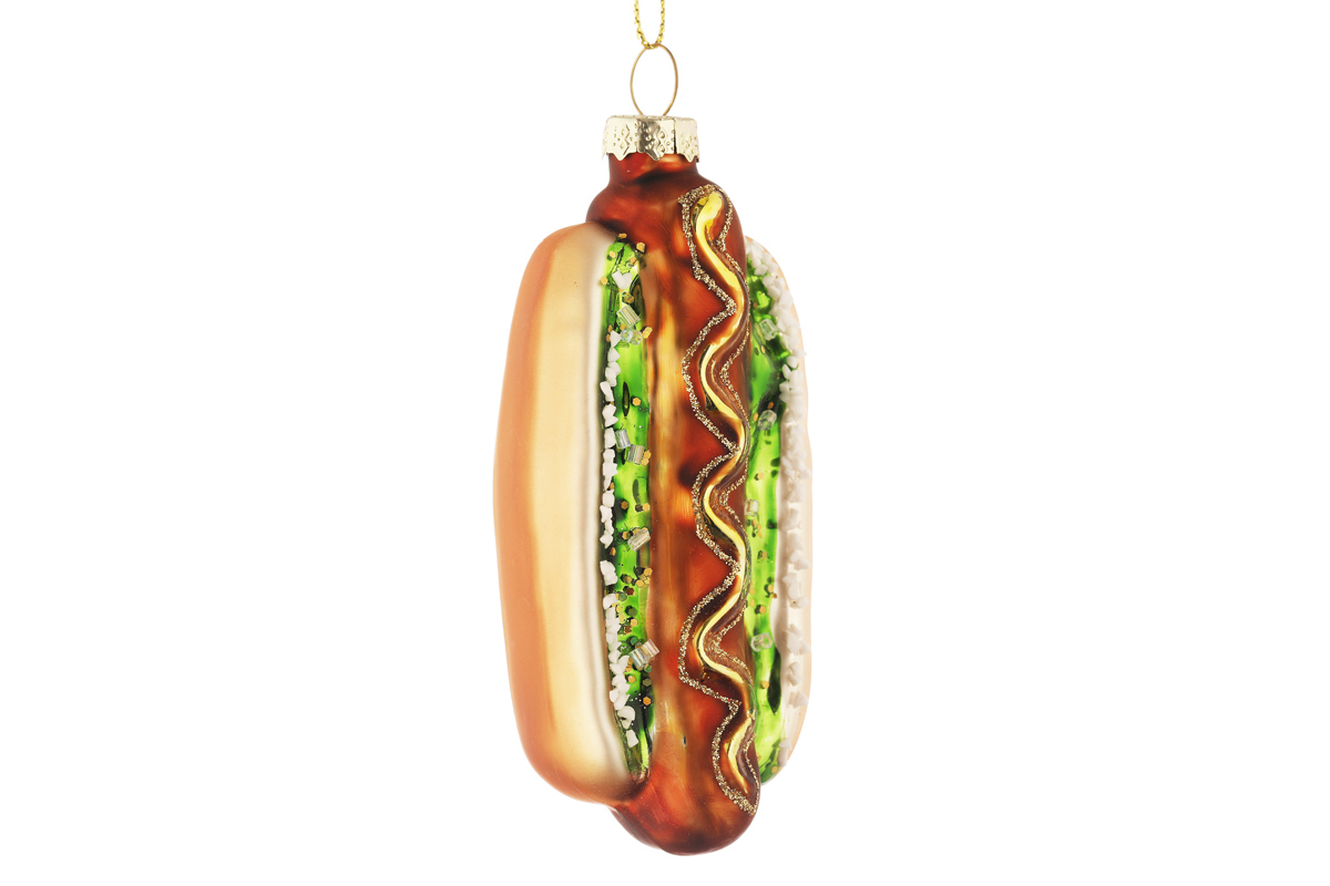 Stakleni hot dog, viseći ukras 