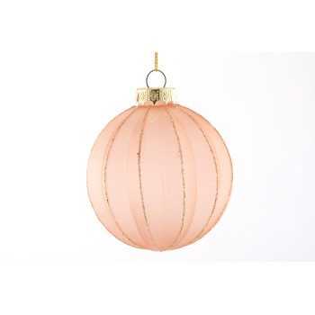 Pink staklena dekorativna kuglica, 8 cm 