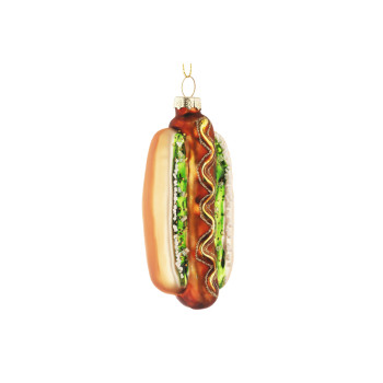 Stakleni hot dog, viseći ukras 