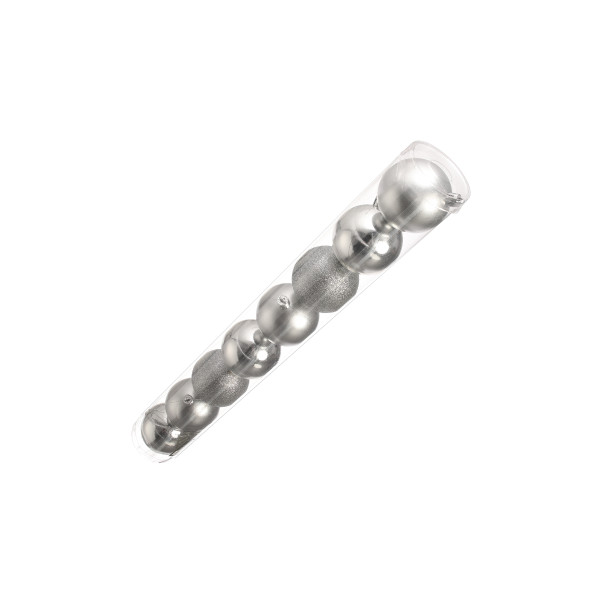 Srebrne plastične dekorativne kuglice, 6.5 cm, set 8/1 