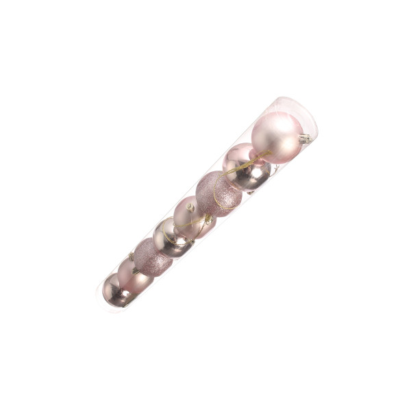 Pink plastične dekorativne kuglice, 6.5 cm, set 8/1 