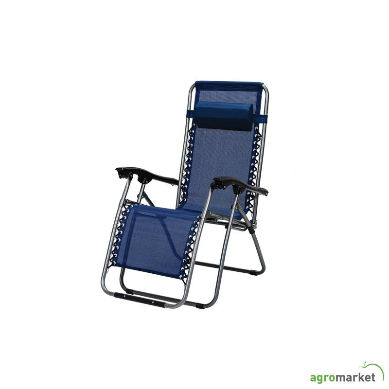 Baštenska stolica podesiva sa jastukom metalna – plava Messina 