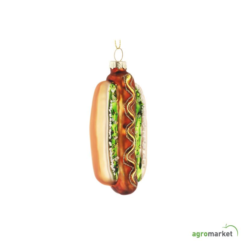Stakleni hot dog, viseći ukras 