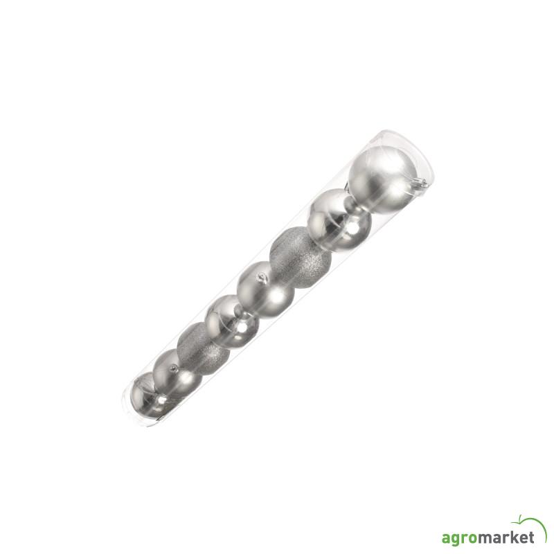 Srebrne plastične dekorativne kuglice, 6.5 cm, set 8/1 