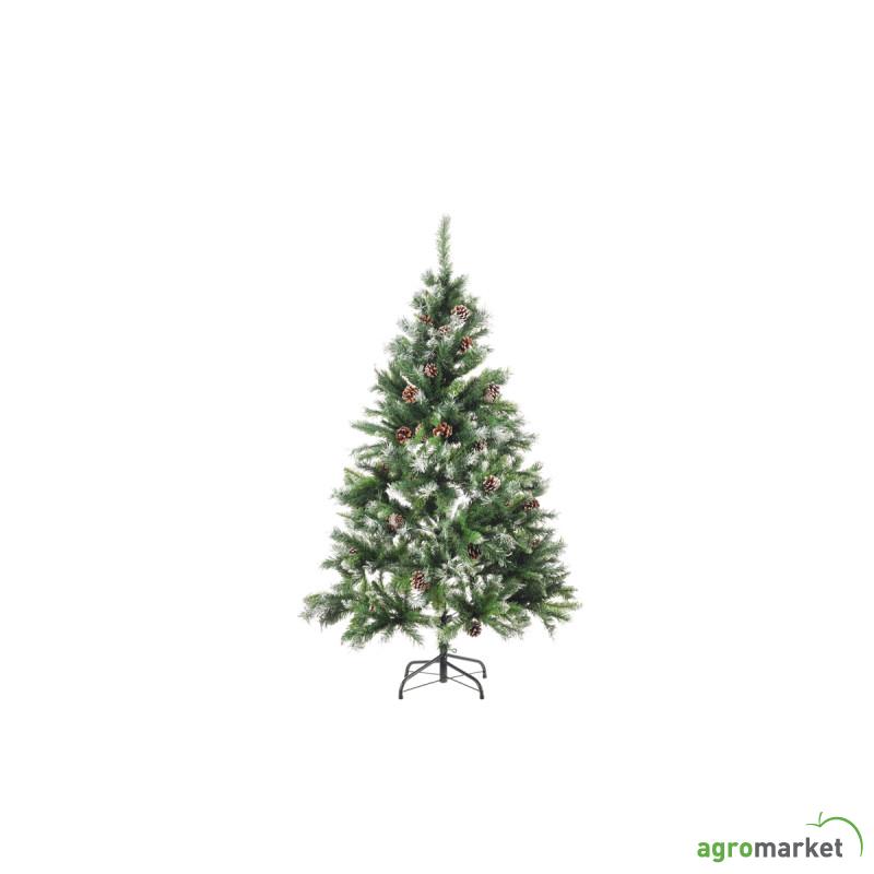 Novogodišnja jelka, PVC, sa mrazom i šišarkama, 120 cm, 306 grana 