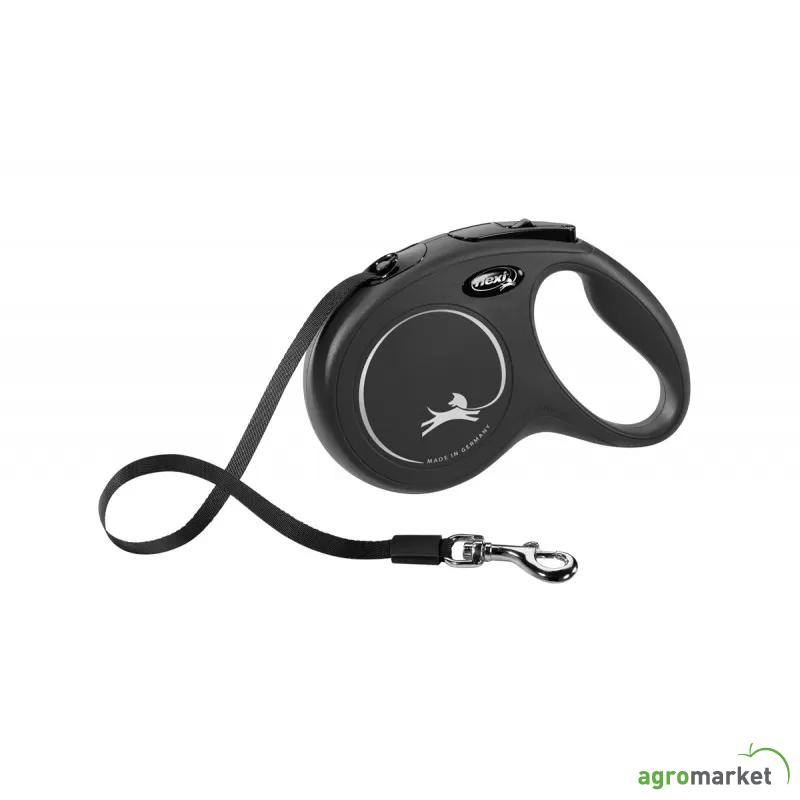 Flexi povodac crni S - traka 5m, 15 kg